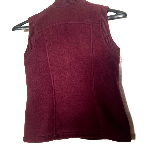 Eddie Bauer Women's Burgundy Fleece Vest Toggle-Zip Closure Ribbed Trim XS - Picture 2 of 12